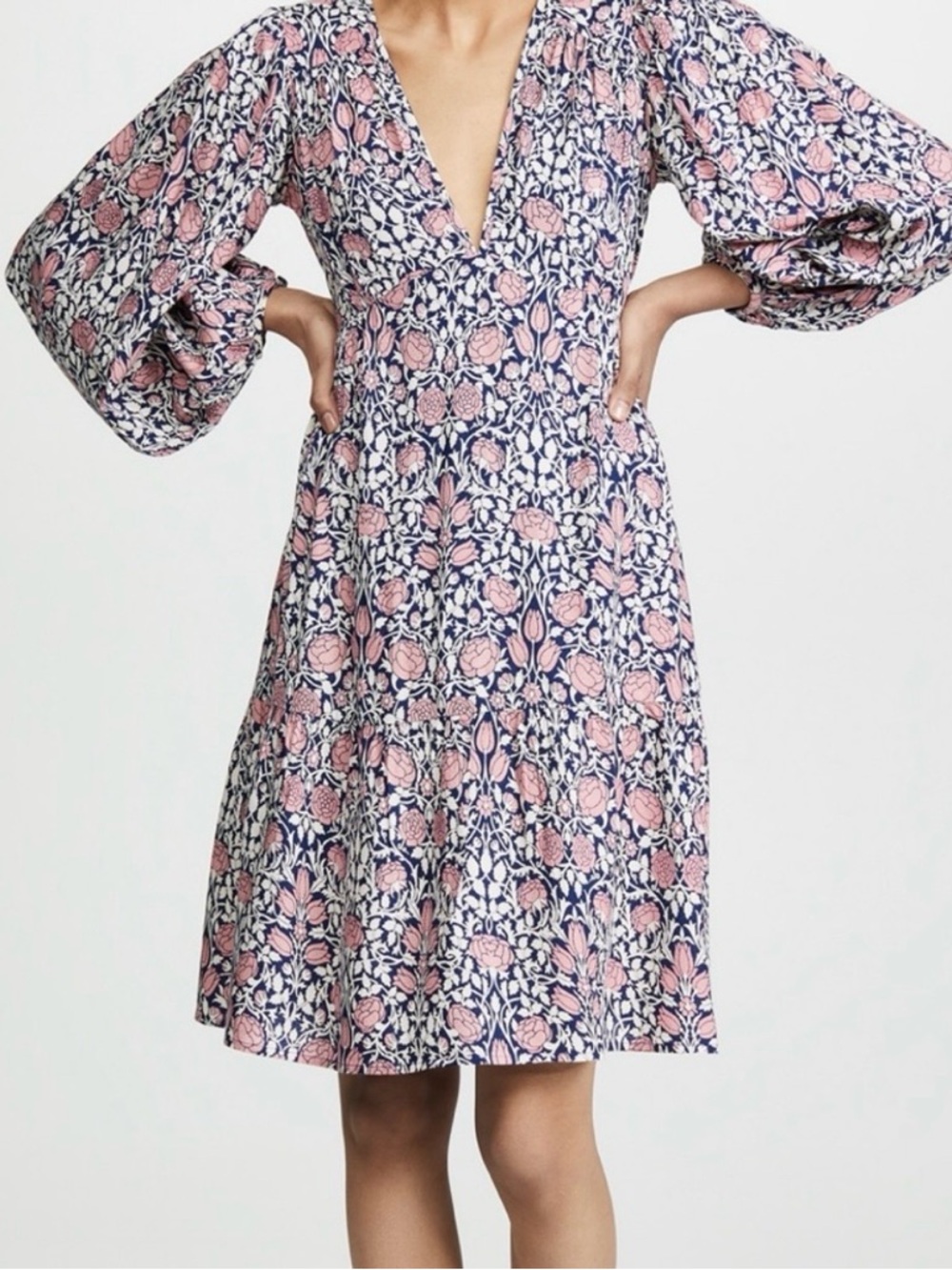Banjanan Midi Dress with Puff Sleeves